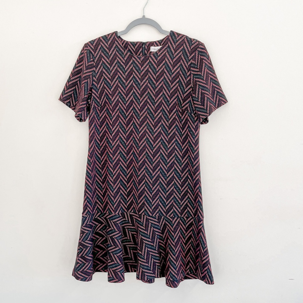 Calvin Klein Ruffle Hem Shift Dress 8